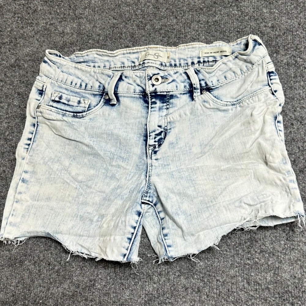 Jessica Simpson Shorts Womens Size 29 Blue Acid Viscose Raw Hem Skinny Denim